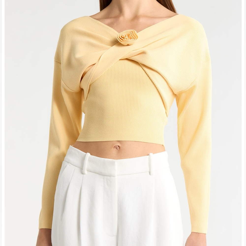 Astr Jasmyn Rib Crop Tube Top & Bolero Set Yellow XS NWI